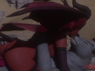 Succubus girl is fucked by a werewolf  Huge cock for the devil whore