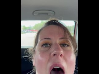 Slut wife Rachel sucks and swallows stranger in Target parking lot