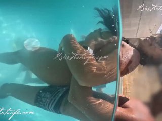 Kriss hotwife rubbing male dick in hotel pool