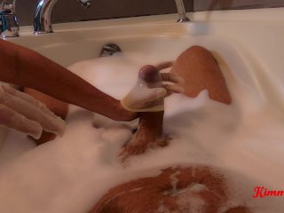 COCK FLASHING Real hotel maid catches me jerking off and cleans my cock (DICK INSIDE GLOVES)