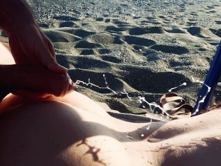 Real Amateur Couple BJ & Sex at Beach  Huge Cumshot  Beautiful Natural Tits GF