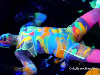 Wet and Messy glowing UV slime colourful alien goo play