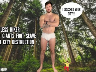 Homeless hiker made giant foot slave after city destruction