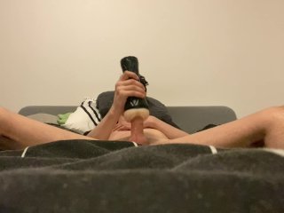 Slim Twink has fun getting fucked by a Fleshlight