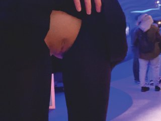 Teaser - Flashing my Pussy at the 🐙 Aquarium 🪸, in a silky Crotchless Leggings 😚 - Moriya Exhibit