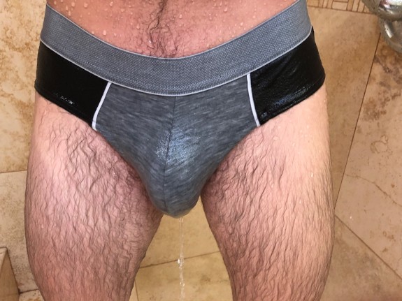 Grey panties soaked in the shower