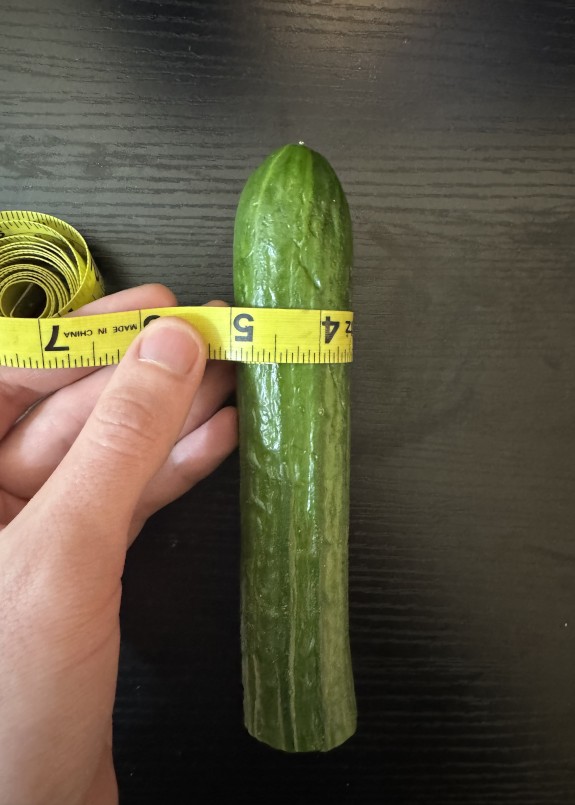 My dick compared to a 7” long 4.5”C Cucumber