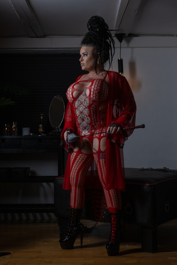 Red fishnet catsuit - Dominatrix