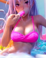 Pink Animated sucking on icecream