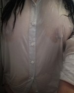 shower in white shirt