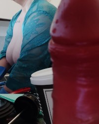 Angry BBW GF cleans kitchen photo