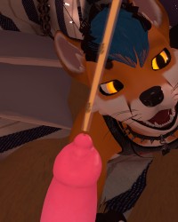 Slutty Femboy Fox Sucking Friends Cock | VRCHAT PORN photo