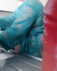 Angry BBW GF cleans kitchen photo