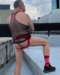 Up on the roof in new jockstraps photo