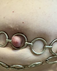 SO I THINK THE BEST WAY TO CONVEY MY NIPPLE SIZE IS PUT IT IN A STEEL EYE!! photo