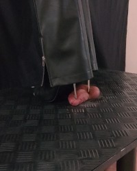 Flattening Your Cock and Balls with my Metal High Heels photo