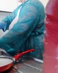 Angry BBW GF cleans kitchen photo