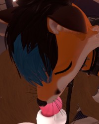 Slutty Femboy Fox Sucking Friends Cock | VRCHAT PORN photo