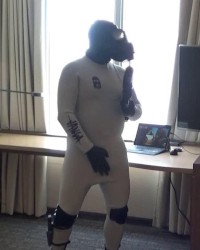 horny elite commando frogman exploring hotel room photo