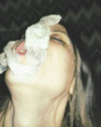 Slit sexwife pissing her panties and play with them with her mouth and face photo