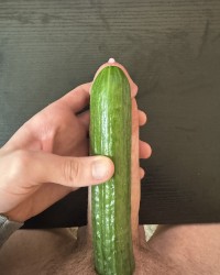 My dick compared to a 7” long 4.5”C Cucumber photo
