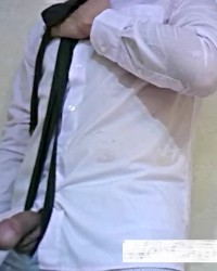 solo con corbata y camisa,mojado y orinado photo