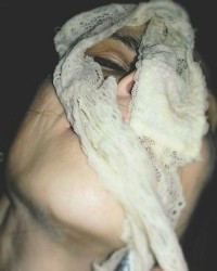 Slit sexwife pissing her panties and play with them with her mouth and face photo