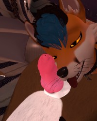 Slutty Femboy Fox Sucking Friends Cock | VRCHAT PORN photo