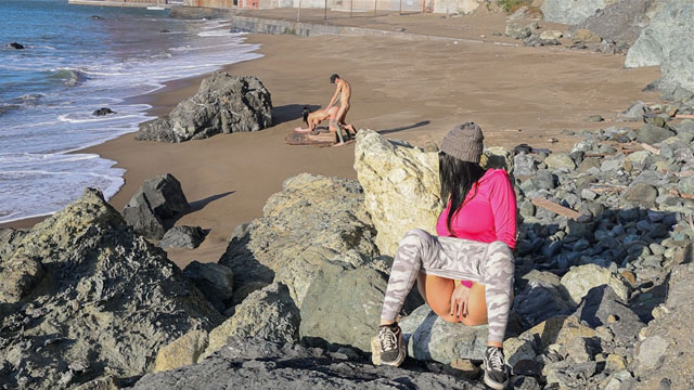 Removing Myself From The Beach While Watching A Gorgeous Couple Fuck