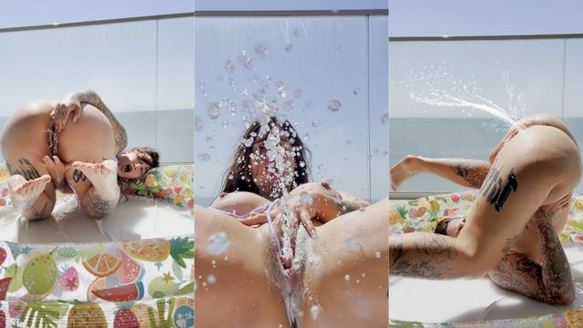 Constantly Squirting On The Hotel Balcony I Fill The Pool And Repeatedly Soak Myself