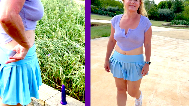 Wearing A See-Through Shirt While Riding My Dildo In Public