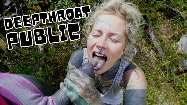 A Public Blowjob For A Tattooed Girl Receiving A Facial Outside