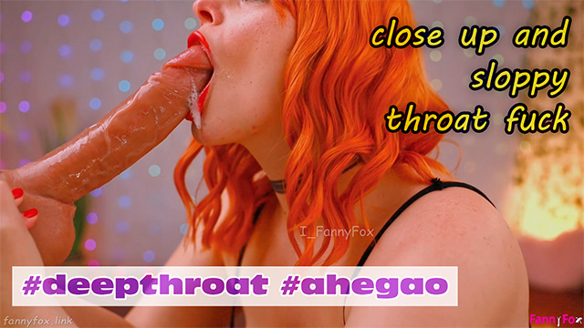 Close-Up And Point Of View Of The Red Head Thick Dildo And Deepthroat