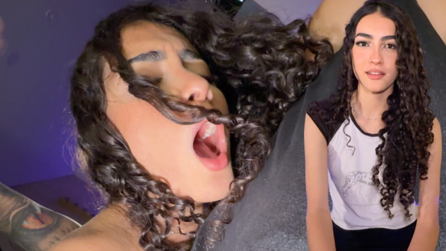 Skinny Curly Gives Her First Blowjob At A Casting And Does It Very Well