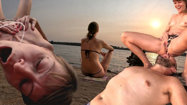 Beautiful Wife Milf Squirts In Her Husband's Face During A Rainy Beach Sunset