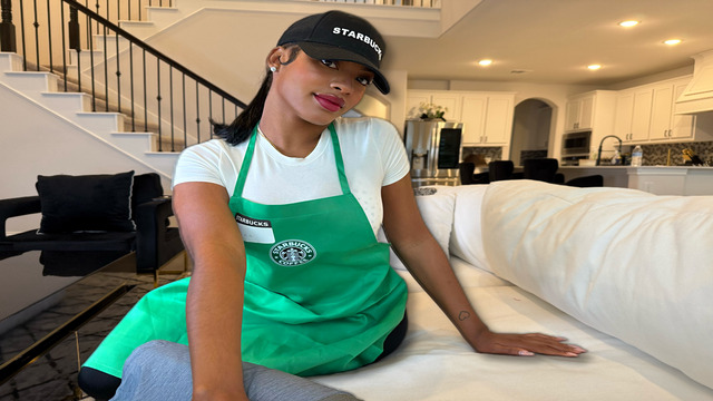 While The Boyfriend Is At Work The Barista Girl Cheats On Him