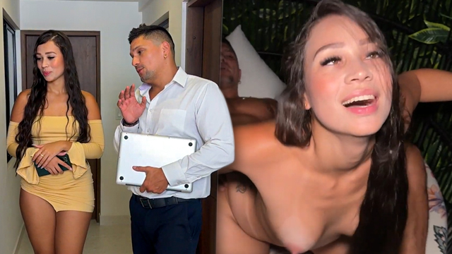 With Her Wet Pussy The Big Booty Brunette Entices Her Real Estate Agent Who Then Secretly Fucks Her Until He Cums