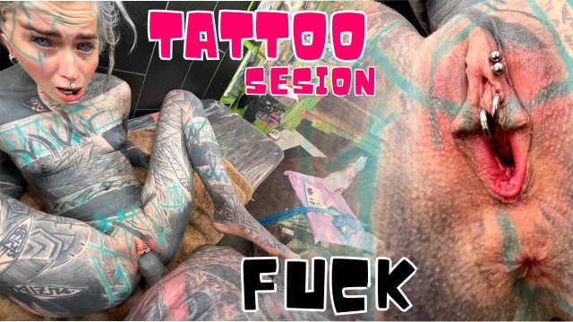 A Skinny Girl With Extreme Tattoos Gets Fucked During A Tattoo Session