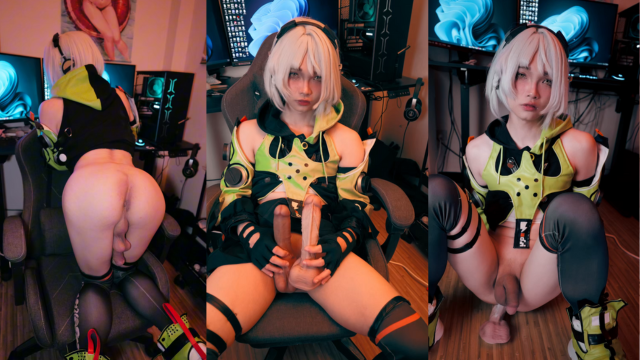 Playing With A Dildo And Cums This Adorable Femboy With A Big Cock Cosplays In Zenless Zone Zero