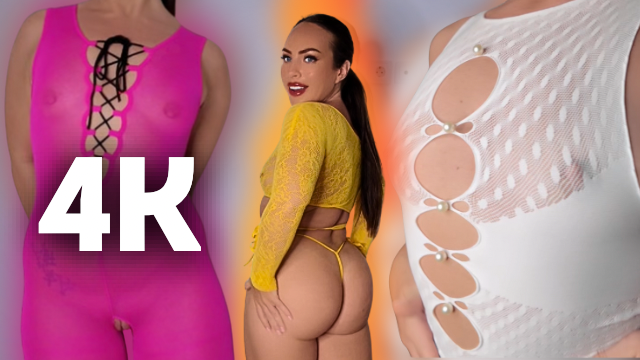 Transparent Seductive 4K Mesh And Fishnet Try-On Haul Bikini Bodystocking And Playsuit