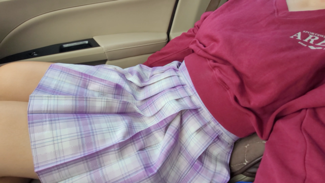 Sexy Schoolgirl Acting Naughtily In The Car While Wearing A Sexy Skirt