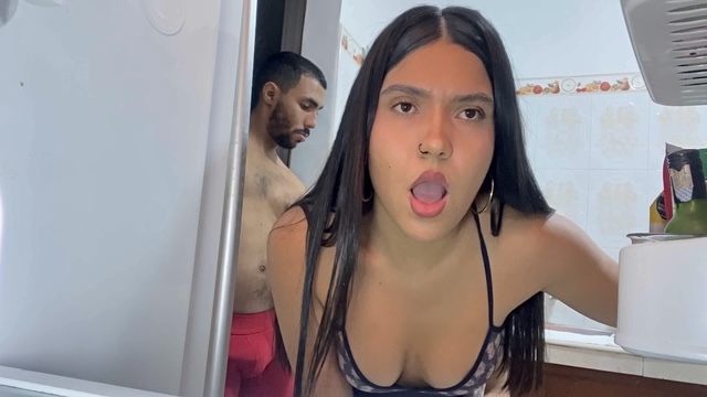 I Am Trapped In The Refrigerator With His Cock Inside And I Surprise Her