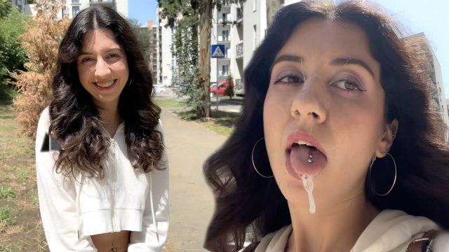 For A Public Cumwalk A Hottie Asks A Random Guy To Cum On Her Face