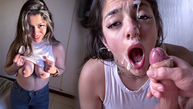 Enormous Natural Tits And A Lot Of Semen On The Face
