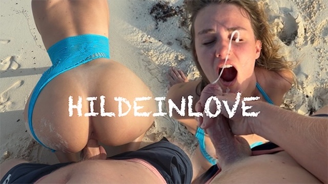 Hildeinlove Baise Publique Sur La Plage J'éjacule Sur Son Beau Visage