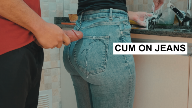Cumming On My Maid's Big Ass With Jeans While She Was Washing Dishes In The Kitchen Free Use