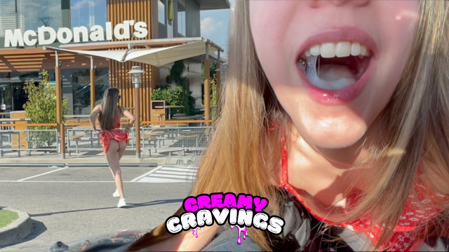After Consuming My Dick's Ice Cream In A Public Parking Lot She Swallows A Large Amount Of Cum