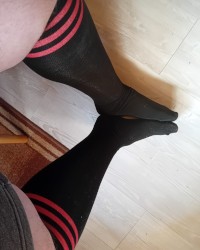 FAT FEMBOY SHOW HIS BUBBLE BUTT WITH THONG AND KNEE SOCKS photo