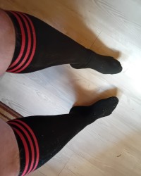 FAT FEMBOY SHOW HIS BUBBLE BUTT WITH THONG AND KNEE SOCKS photo