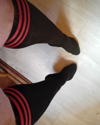 FAT FEMBOY SHOW HIS BUBBLE BUTT WITH THONG AND KNEE SOCKS photo